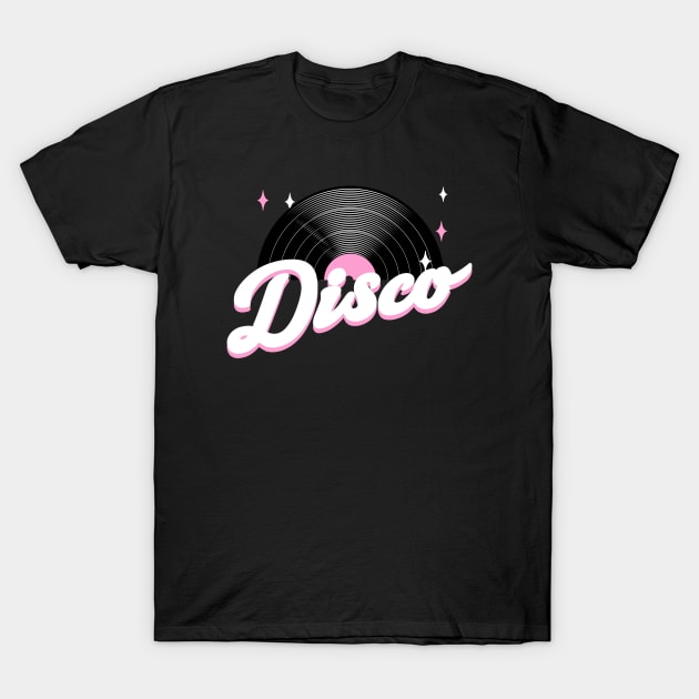 DISCO  - Vintage Vinyl (pink) T-Shirt by DISCOTHREADZ 